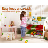 Thumbnail for Keezi Kids Bookshelf Toy Box Organiser Children 6 Bins Display Shelf Storage Box