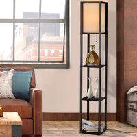 Thumbnail for Artiss Led Floor Lamp Shelf Vintage Wood Standing Light Reading Storage Bedroom