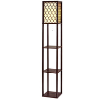 Thumbnail for Artiss Floor Lamp LED Storage Shelf Standing Vintage Wood Light Reading Bedroom