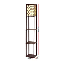 Thumbnail for Artiss Floor Lamp LED Storage Shelf Standing Vintage Wood Light Reading Bedroom