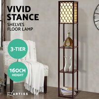 Thumbnail for Artiss Floor Lamp LED Storage Shelf Standing Vintage Wood Light Reading Bedroom