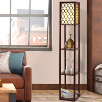 Thumbnail for Artiss Floor Lamp LED Storage Shelf Standing Vintage Wood Light Reading Bedroom