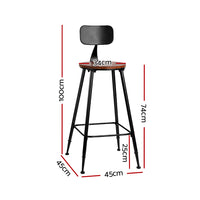 Thumbnail for Artiss 4x Vintage Industrial Bar Stool Retro Barstools Dining Chairs Kitchen