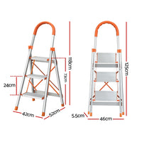 Thumbnail for Giantz 3 Step Ladder Multi-Purpose Folding Aluminium Light Weight Non Slip Platform