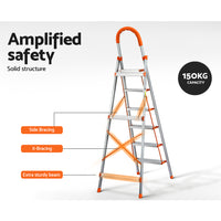 Thumbnail for Giantz 6 Step Ladder Multi-Purpose Folding Aluminium Light Weight Non Slip Platform