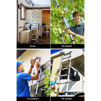 Thumbnail for Giantz 2.6M Telescopic Ladder Aluminium Extension Extendable Steps Adjustable Height