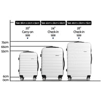 Thumbnail for Wanderlite 3pcs Luggage Trolley Set Travel Suitcase TSA Hard Case White