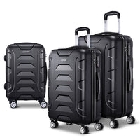 Thumbnail for Wanderlite 3pc Luggage Travel Sets Suitcase Trolley TSA Lock Black