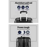 Thumbnail for Wanderlite 3pc Luggage Travel Sets Suitcase Trolley TSA Lock Black