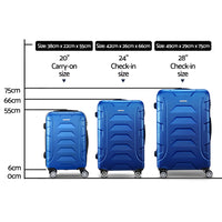 Thumbnail for Wanderlite 3pc Luggage Travel Sets Suitcase Trolley TSA Lock Blue