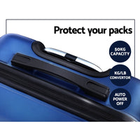 Thumbnail for Wanderlite 3pc Luggage Travel Sets Suitcase Trolley TSA Lock Blue