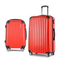 Thumbnail for Wanderlite 2pc Luggage Trolley Suitcase Sets Travel TSA Hard Case Red