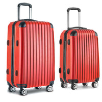 Thumbnail for Wanderlite 2pc Luggage Trolley Suitcase Sets Travel TSA Hard Case Red