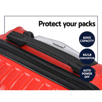 Thumbnail for Wanderlite 2pc Luggage Trolley Suitcase Sets Travel TSA Hard Case Red