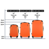 Thumbnail for Wanderlite 3pc Luggage Sets Trolley Travel Suitcases TSA Hard Case Orange