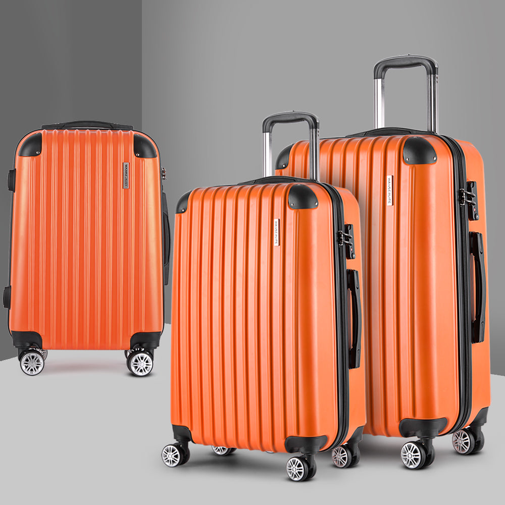 Wanderlite 3pc Luggage Sets Trolley Travel Suitcases TSA Hard Case Orange