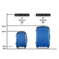 Thumbnail for Wanderlite 2pcs Luggage Trolley Set Travel Suitcase Hard Case Carry On Bag Blue