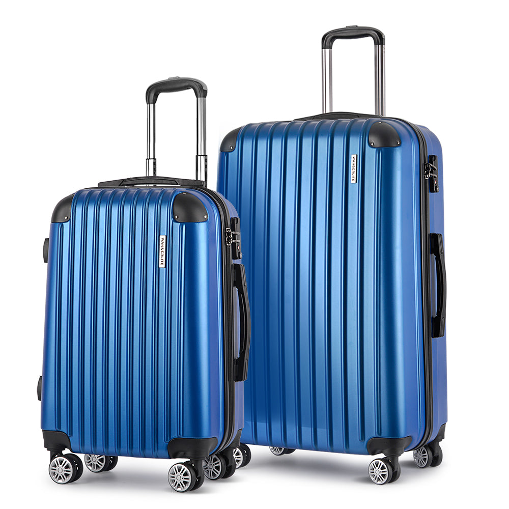 Wanderlite 2pcs Luggage Trolley Set Travel Suitcase Hard Case Carry On Bag Blue