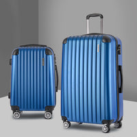 Thumbnail for Wanderlite 2pcs Luggage Trolley Set Travel Suitcase Hard Case Carry On Bag Blue