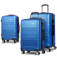 Thumbnail for Wanderlite 3pc Luggage Trolley Set Suitcase Travel TSA Hard Case Blue