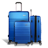 Thumbnail for Wanderlite 3pc Luggage Trolley Set Suitcase Travel TSA Hard Case Blue