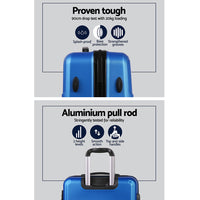 Thumbnail for Wanderlite 3pc Luggage Trolley Set Suitcase Travel TSA Hard Case Blue