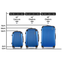 Thumbnail for Wanderlite 3pcs Luggage Set Travel Suitcase Storage Organiser TSA lock Blue