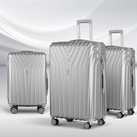 Thumbnail for Wanderlite 3pc Luggage 20'' 24'' 28'' Trolley Suitcase Sets Travel TSA Hard Case Lightweight Silver