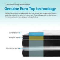 Thumbnail for Giselle Bedding Donegal Euro Top Cool Gel Pocket Spring Mattress 34cm Thick Queen