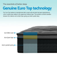 Thumbnail for Giselle Bedding Alanya Euro Top Pocket Spring Mattress 34cm Thick Queen