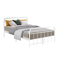 Thumbnail for Artiss LEO Metal Bed Frame - Double (White)