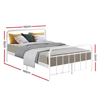 Thumbnail for Artiss LEO Metal Bed Frame - Double (White)