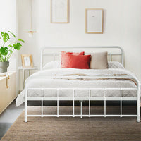 Thumbnail for Artiss LEO Metal Bed Frame - Double (White)