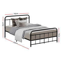 Thumbnail for Artiss LEO Metal Bed Frame KS King Single - Black