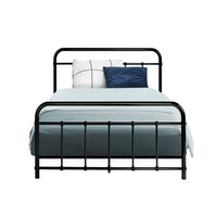 Thumbnail for Artiss LEO Metal Bed Frame KS King Single - Black