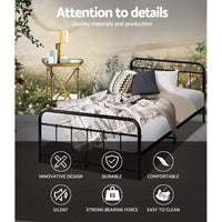 Thumbnail for Artiss LEO Metal Bed Frame KS King Single - Black