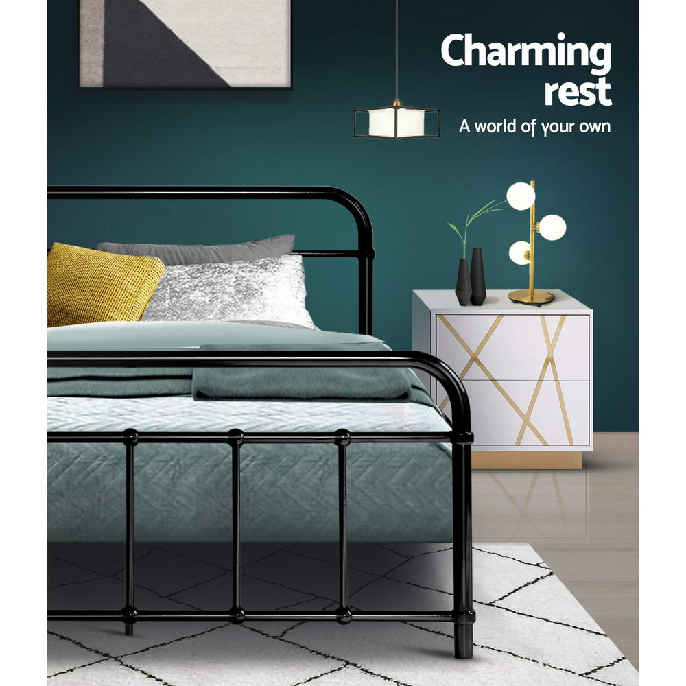 Artiss LEO Metal Bed Frame KS King Single - Black