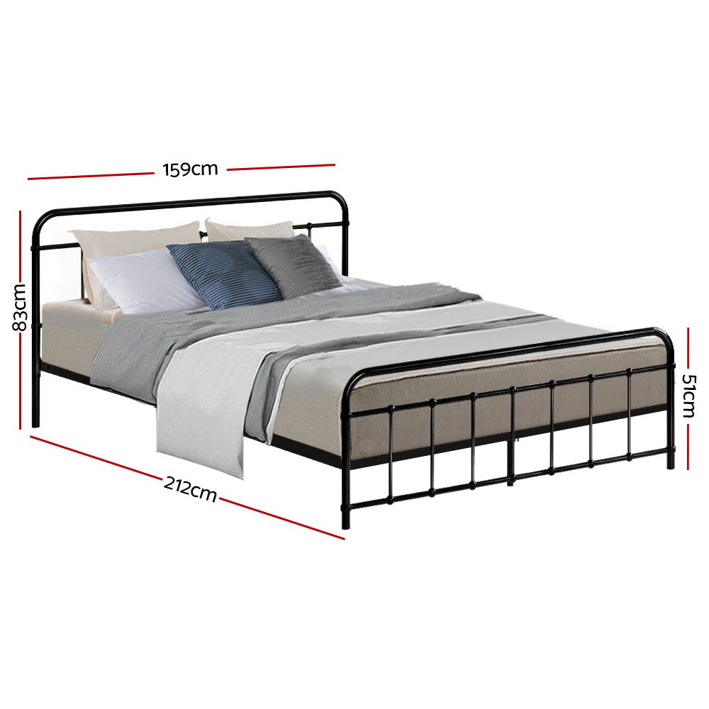 Artiss LEO Metal Bed Frame - Queen (Black)