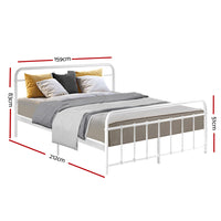 Thumbnail for Artiss LEO Metal Bed Frame - Queen (White)