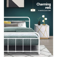 Thumbnail for Artiss LEO Metal Bed Frame - Queen (White)