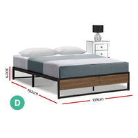 Thumbnail for Artiss Metal Bed Frame Double Size Mattress Base Foundation Wooden Black OSLO