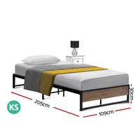 Thumbnail for Artiss Metal Bed Frame King Single Size Wooden Mattress Base Platform Black OSLO