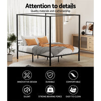 Thumbnail for Artiss Bed Frame Metal Four-poster Platform Base Double Size Black POCHY