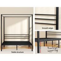 Thumbnail for Artiss Bed Frame Metal Four-poster Platform Base Double Size Black POCHY