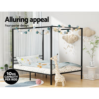 Thumbnail for Artiss Bed Frame Metal Four-poster Platform Base Double Size Black POCHY