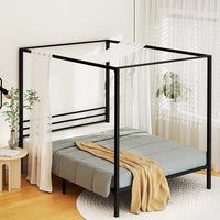 Thumbnail for Artiss Bed Frame Metal Four-poster Platform Base Double Size Black POCHY