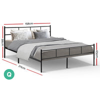 Thumbnail for Artiss Metal Bed Frame Queen Size Platform Foundation Mattress Base SOL Black