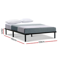 Thumbnail for Artiss Metal Bed Frame Double Size Mattress Base Platform Wooden Black TED