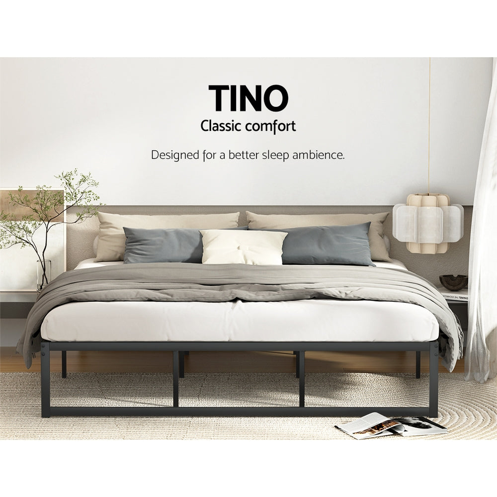 Artiss Bed Frame Metal Platform King Size Bed Base Mattress Black TINO