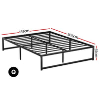 Thumbnail for Artiss Bed Frame Metal Platform Queen Size Bed Base Mattress Black TINO